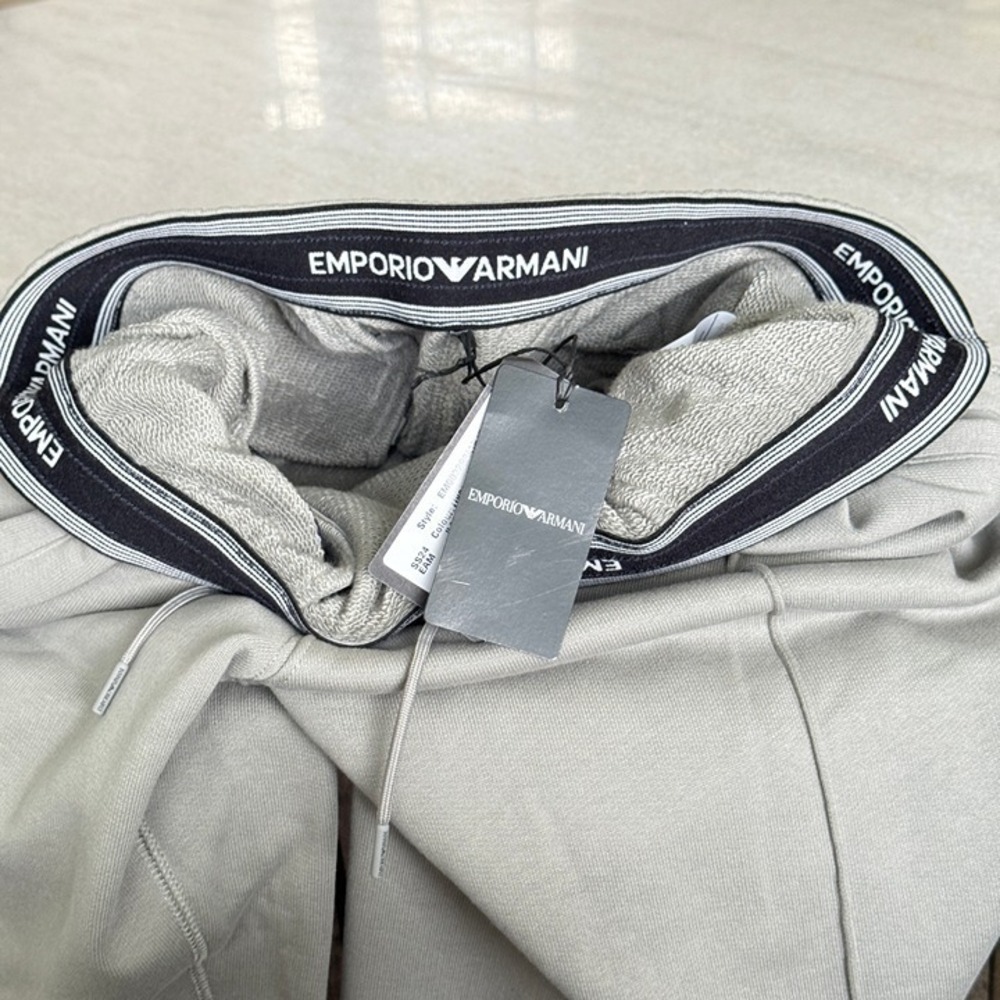 Emporio Armani Mens Gray Cotton Joggers Zip Pocket Sweatpants Logo, Sz X-Large - Picture 6 of 11